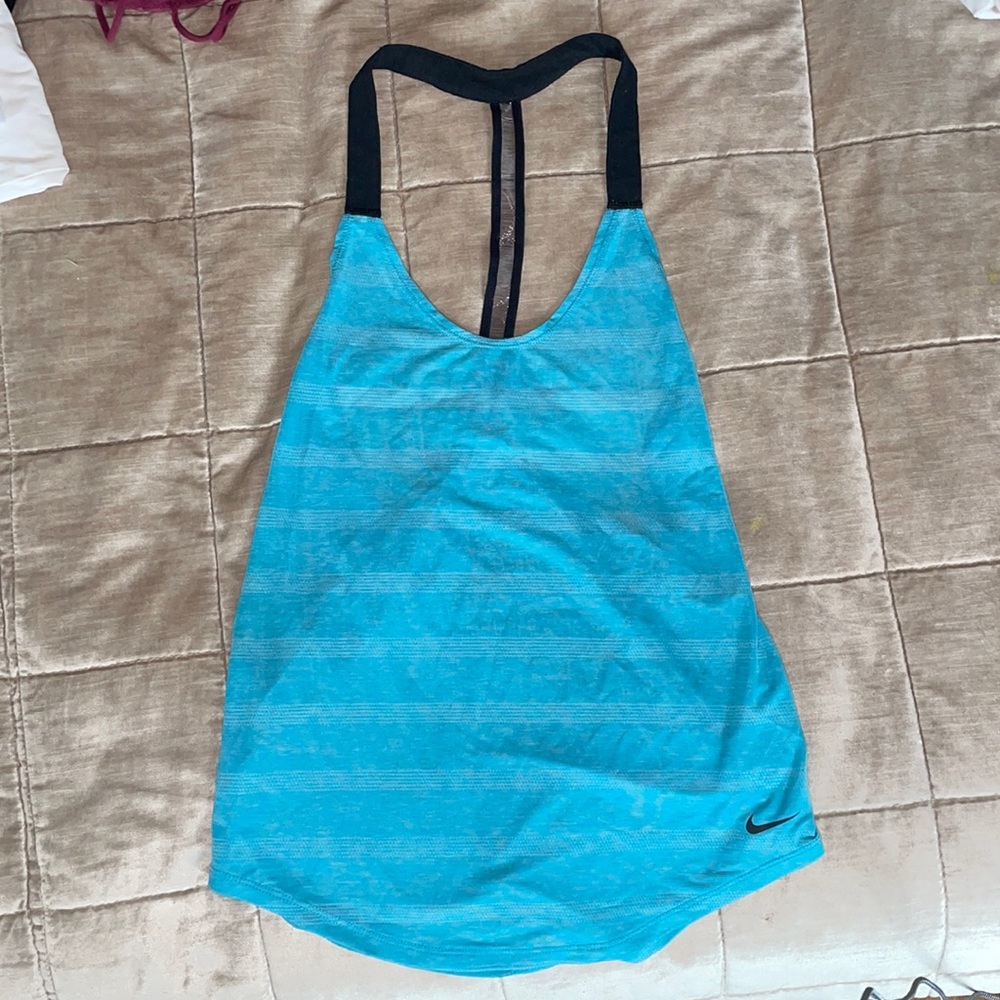 Blue NIKE tank top Drifit cool straps design!